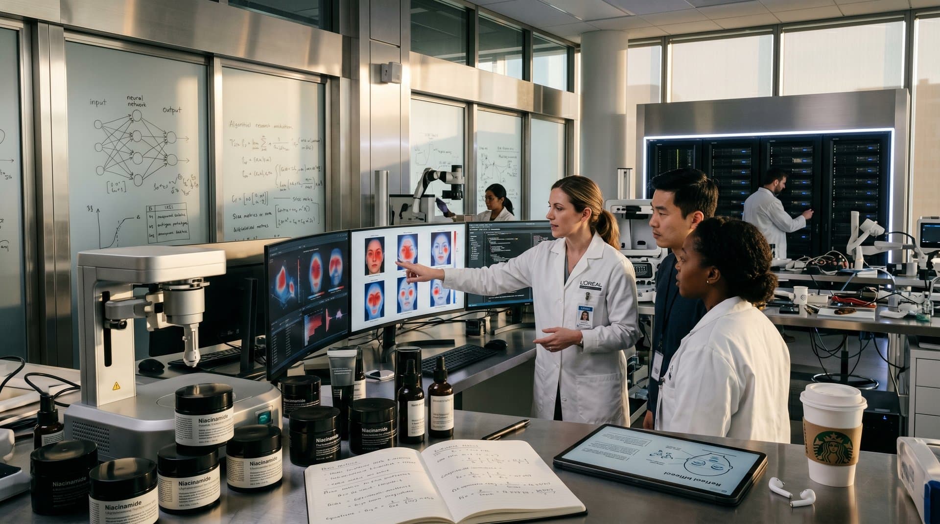 Abstrakte Visualisierung von KI-Bias in Beauty-Algorithmen mit Heatmaps und Prototypen