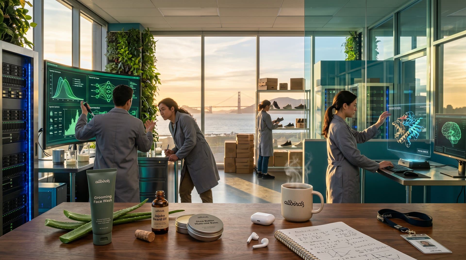 Allbirds-Labor mit KI-Screens, INCI-Prototypen und nachhaltigen Grooming-Produkten