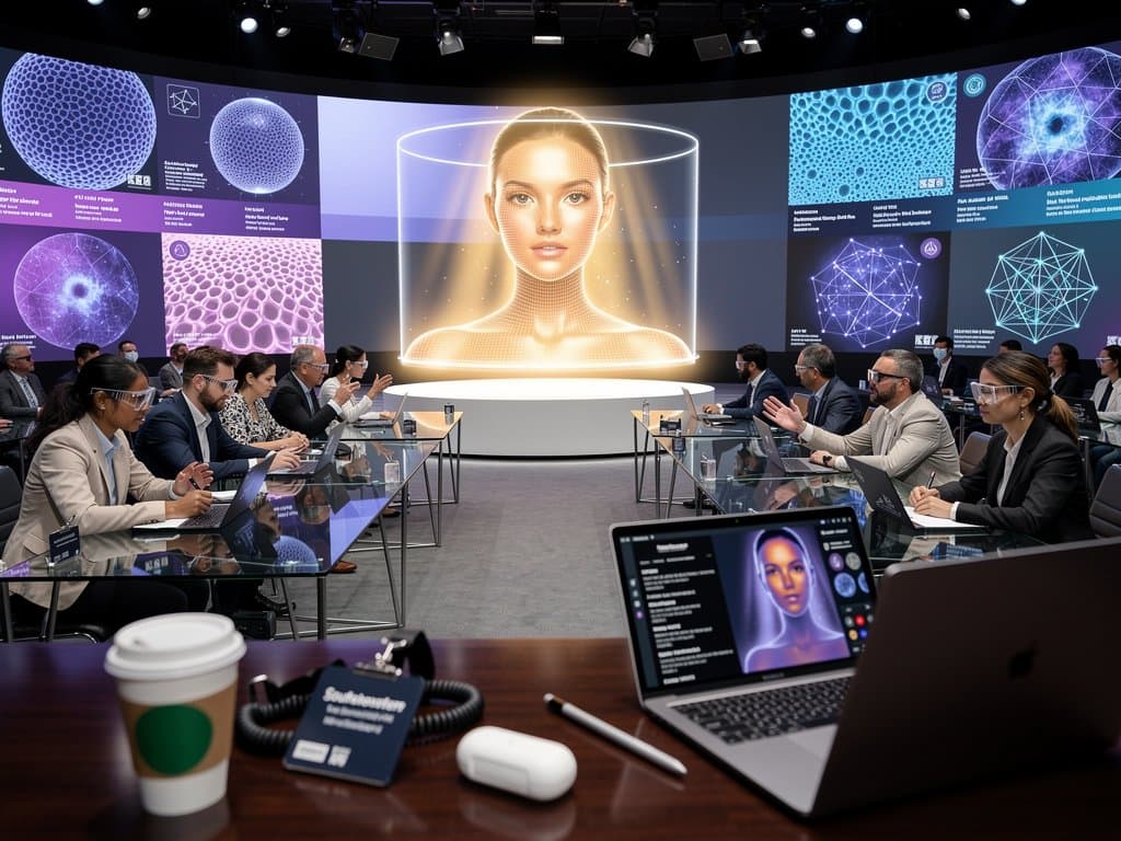 KI-Präsentation zur Hautanalyse auf Screen bei Southeastern-Konferenz mit Teilnehmern