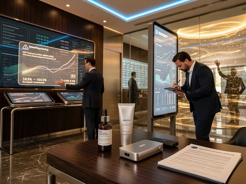 BIS-Lobby mit Stablecoin-Charts, USDT-Daten und Beauty-Produkten wie Retinol-Serum sowie INCI-Listen